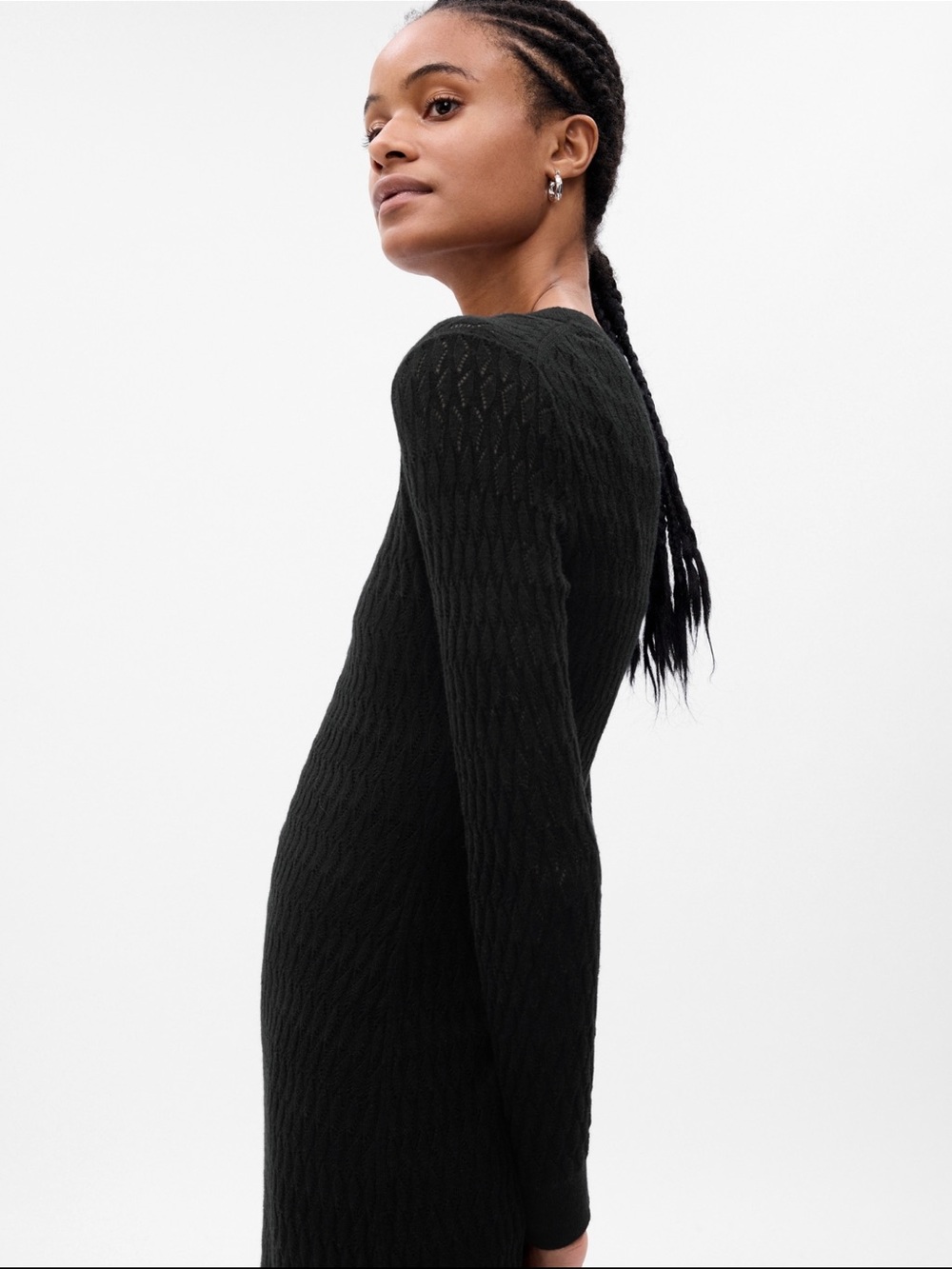 NWT GAP Textured Midi Sweater Dress Black XS $98